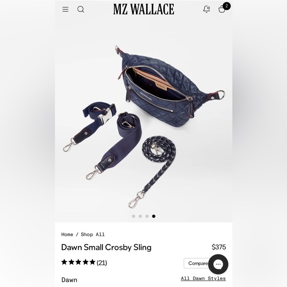 MZ Wallace Small Crosby Sling in Dawn (Navy) - Picture 5 of 13